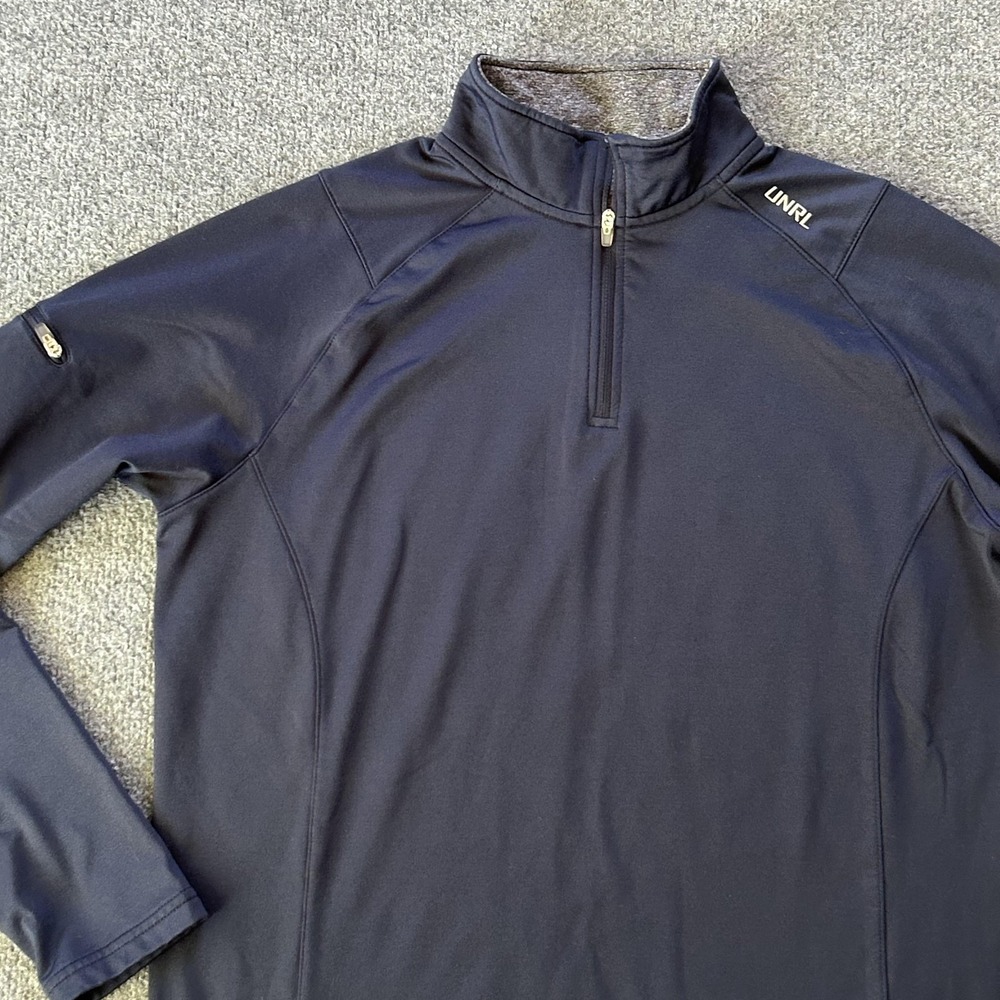 UNRL Pullover Mens Medium Blue Elite 1/4 Zip Long Sleeve Performance Stretch